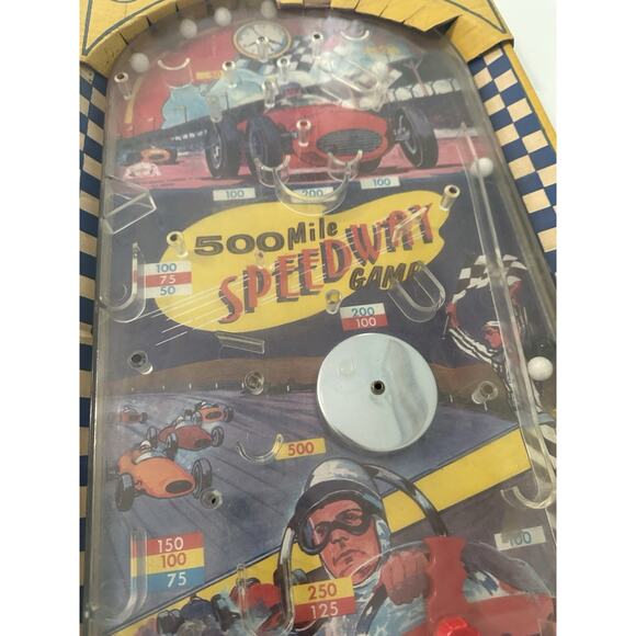 Vintage 500 Mile Speedway Marble Action Pinball Wolverine w/ original box - Picture 5 of 11